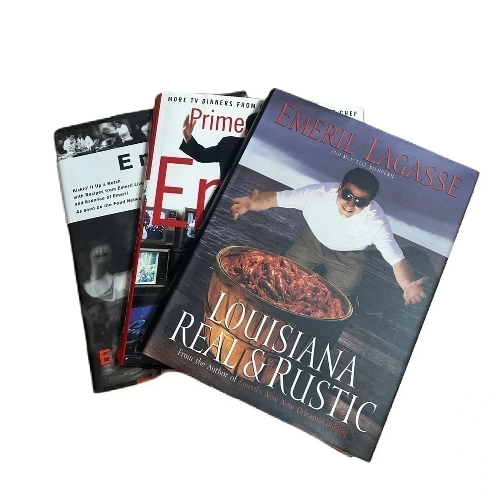Emeril Lagasse Cookbook Bundle Lot Hardcover TV Dinners Louisiana Real & Rustic